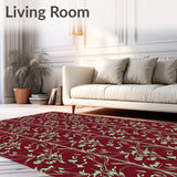Floral Vine Trellis with Botanical Scroll Design(Red)