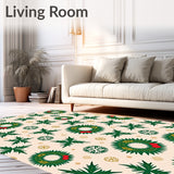 Festive Holly Wreath with Snowflake Motifs Holiday Celebration(Beige)