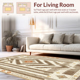 Ultra Soft Area Rug, Non Slip, Stain Resistant, Washable Area Rugs for Living Room, Bedroom, Non-Slip Western Tribal Living Room(Beige) - ODIKA