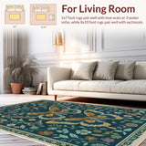 Ultra Soft Area Rug, Non Slip, Stain Resistant, Washable Area Rugs for Living Room, Bedroom, Butterfly Insect Print(Green) - ODIKA
