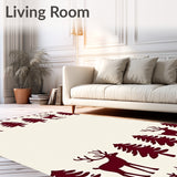 Reindeer with Pine Tree Forest Winter Wonderland(Maroon)