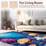 Aquatic Dreamscape Illusion Rug Coral Reef Area(Blue)
