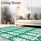 Modern Festivity Dots with Interlocking Snow Capped Tree Silhouettes(Green)