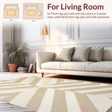 Ultra Soft Area Rug, Non Slip, Stain Resistant, Washable Area Rugs for Living Room, Bedroom, Handmade Chevron Wool(Beige) - ODIKA