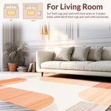 Modern Peachy Clean Bath Carpet Coral & Apricot Geometric Rug(Orange)