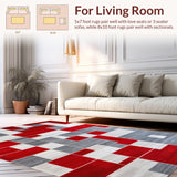 Waterproof Patio Rug Red with Anthracite Accents(Red)