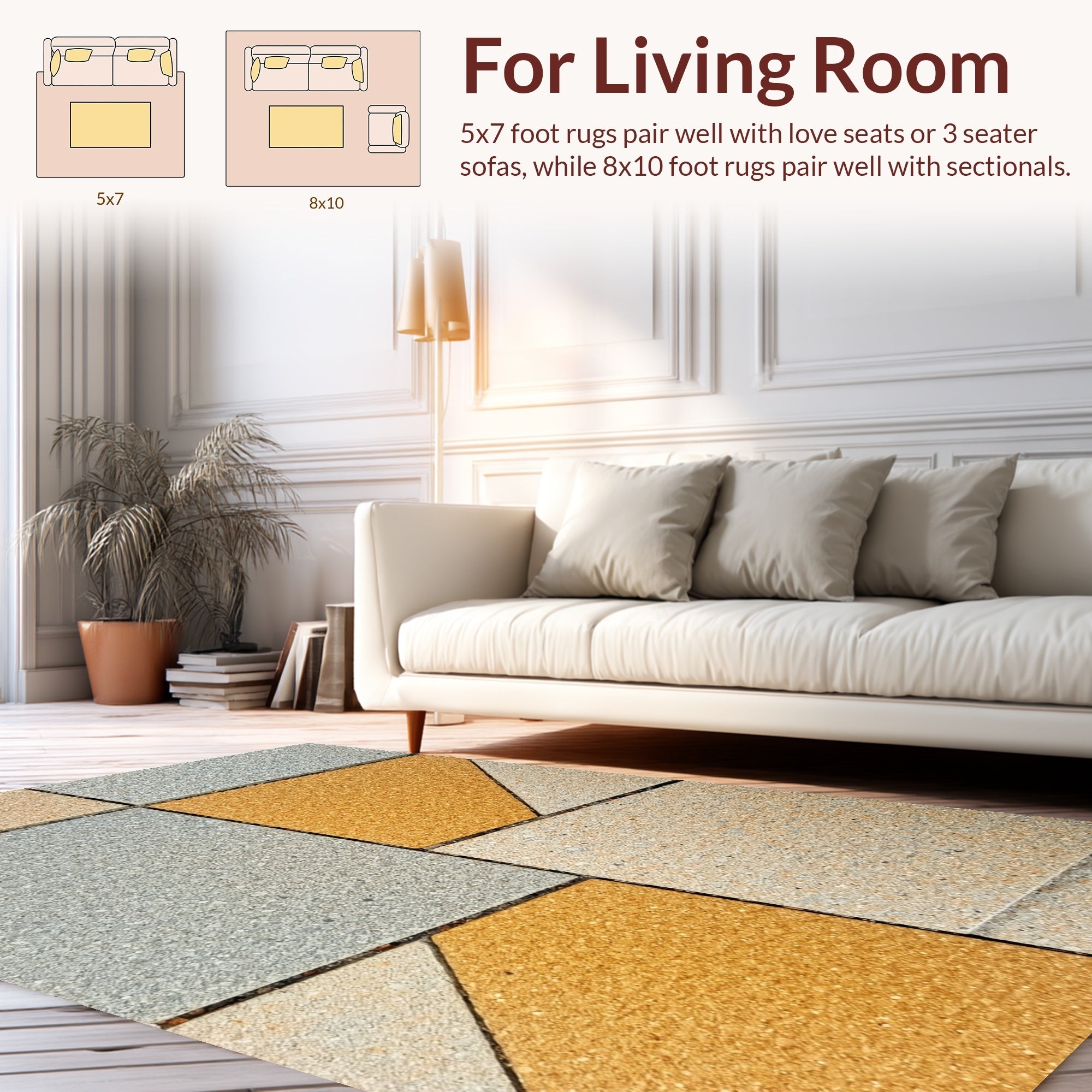 Ultra Soft Area Rug, Non Slip, Stain Resistant, Washable Area Rugs for Living Room, Bedroom, Modern Sandstone Viscose Living Room Rug(Gray) - ODIKA