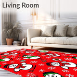 Cheerful Snowman Parade with Festive Scarf and Falling Flakes Motif(Red)