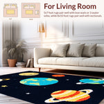 Ultra Soft Area Rug, Non Slip, Stain Resistant, Washable Area Rugs for Living Room, Bedroom, Outer Space Kids Rug(Black) - ODIKA