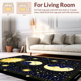 Ultra Soft Area Rug, Non Slip, Stain Resistant, Washable Area Rugs for Living Room, Bedroom, yin yang zodiac constellation(Gold) - ODIKA