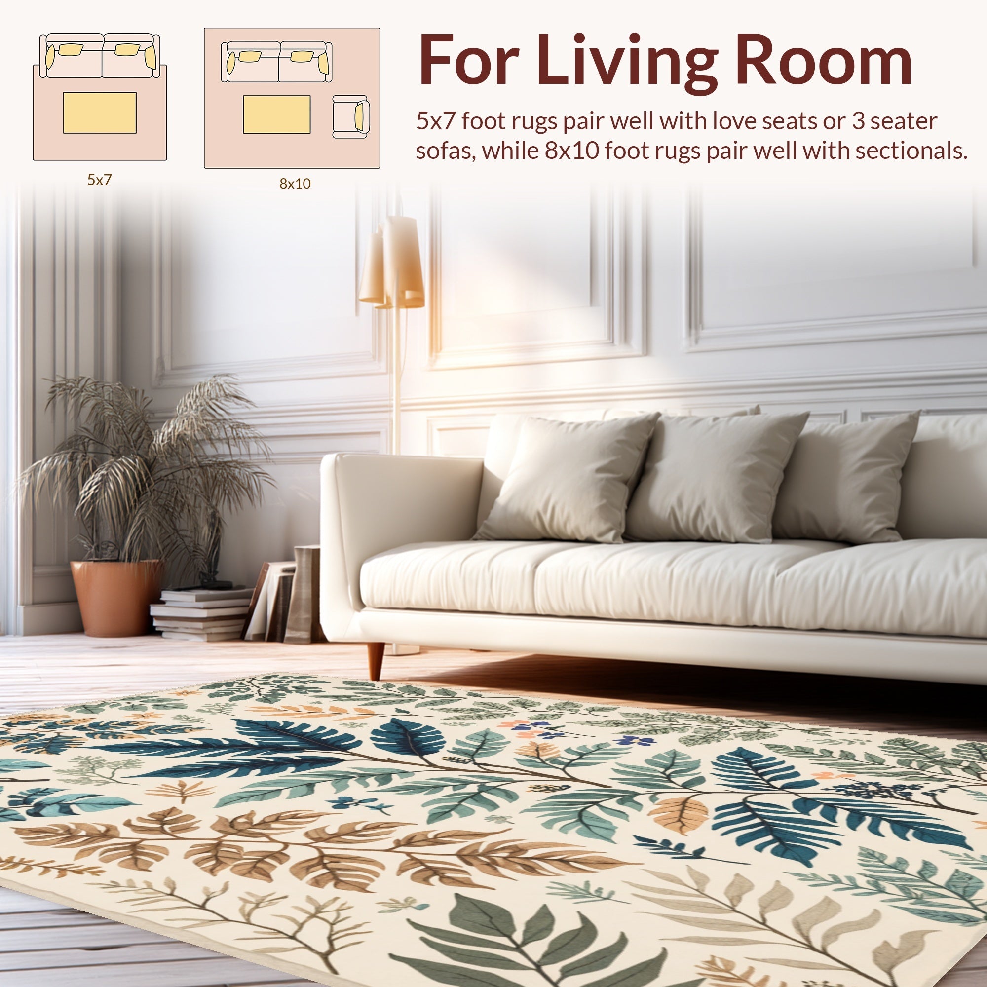 Ultra Soft Area Rug, Non Slip, Stain Resistant, Washable Area Rugs for Living Room, Bedroom, Beige Jungle Print Kids Playroom Rug(Ivory) - ODIKA