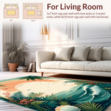 Coastal Oasis Runner Rug Set Piece Non Slip Bathroom Carpet Home Decor(Green)