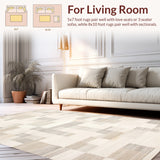 Modern Geometric Area Abstract Beige and Cream(Beige)