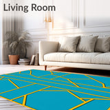 Abstract Crystalline Formation with Gilded Highlights Modern Artistry(Blue)