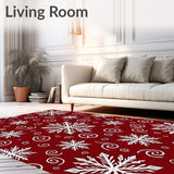 Winter Swirling Snow Crystal Motif Decorative Floor(Red)
