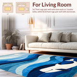 Abstract Ocean Whale Runner Rug(Blue)