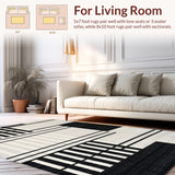 Artisan Striped Canvas Showcasing Bold Geometric Rhythm In Monochrome(Black)