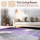 Abstract Purple Grey Rug for Living Room(Purple)