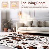 Ultra Soft Area Rug, Non Slip, Stain Resistant, Washable Area Rugs for Living Room, Bedroom, Non-Slip Cow Print Western Decor(White) - ODIKA