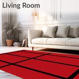 Classic Windowpane Grid with Borders and Deep Color Contrast(Red)