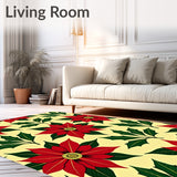 Poinsettia Bloom Seasonal Floor Elegant Floral Christmas Motif(Red)