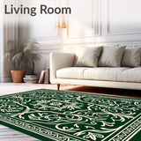 Damask Flourish Area Elegant Scrollwork(Green)