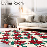 Vintage Poinsettia Blossom Holiday with Floral Design(Red)