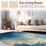 Watercolor Octopus Tentacle Dance with Nautical Sea Motifs Artistic Area Mat(Blue)