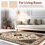 Ultra Soft Area Rug, Non Slip, Stain Resistant, Washable Area Rugs for Living Room, Bedroom, Boho Non-Shedding Living Room Rug(White) - ODIKA