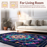 Ethereal Spiral Rug in Semi Circle Shape with Multicolor Galaxy Shades(Blue)