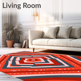 Modern Boho Chevron with Interlocking Zigzag and Accents(Red)