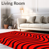 Interwoven Waveforms with Rhythmic Movement and Bold Accents(Red)