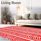 Cane Stripe Swirl Motif Decorative Floor Covering(Red)