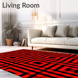 Modern Gingham Checkered with Symmetrical Interlocking Design(Red)