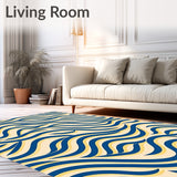 Abstract Interlocking Waves with Golden Accents(Blue)