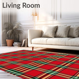 Festive Tartan Plaid Featuring Traditional Holiday Crosshatch Motifs(Red)