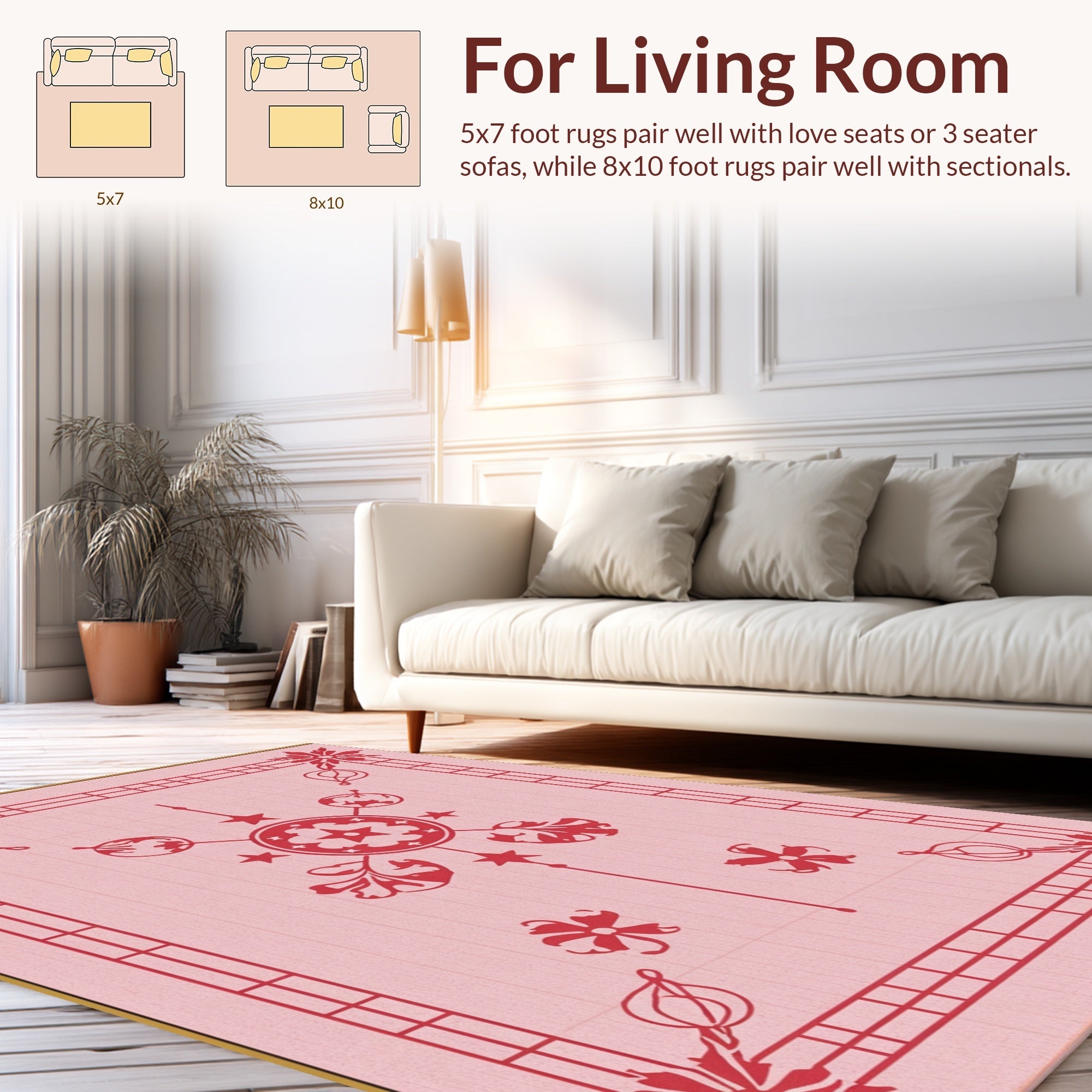 Ultra Soft Area Rug, Non Slip, Stain Resistant, Washable Area Rugs for Living Room, Bedroom, Cowgirl Boots Disco(Pink) - ODIKA