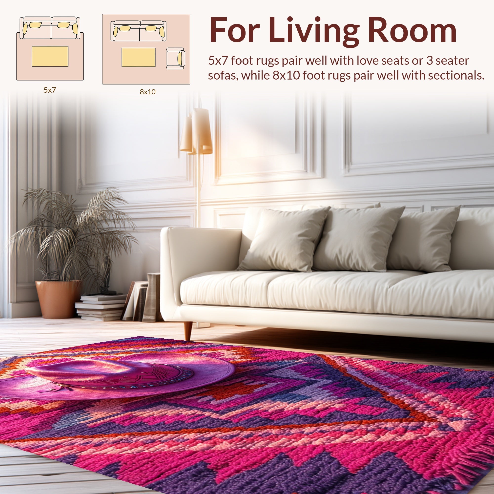 Ultra Soft Area Rug, Non Slip, Stain Resistant, Washable Area Rugs for Living Room, Bedroom, Funky Western Cowgirl Non-Slip Bath Mat(Pink) - ODIKA