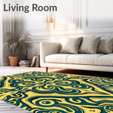 Elegant Wave Inspired Motifs Blended with Emerald and Deep Green Shades(Gold)