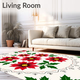 Elegant Poinsettia Blossom Yuletide Welcome Entryway Decoration(Red)