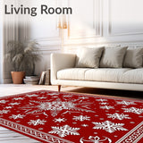 Snowflake Medallion Design Anti Slip Holiday Modern Style(Red)
