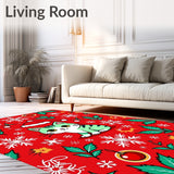 Whimsical Cat in Santa Hat with Snowflake and Holiday Ornament Design(Red)