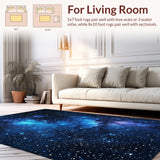 Ultra Soft Area Rug, Non Slip, Stain Resistant, Washable Area Rugs for Living Room, Bedroom, Galaxy Starry Sky Kids Playroom(Blue) - ODIKA