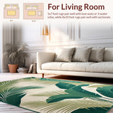 Tropical Paradise Area Rug Royal Palm Leaf Design Carpet(Green)