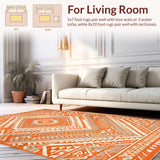 Rustic Harvest Rug with Interlaced Diamond and Zigzag Patterns(Orange)