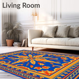 Artistic Radial Symmetry Bungalow Floral Trellis(Blue)