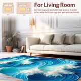 Ocean Blue Waves Non Slip Mat(Blue)