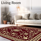 Baroque Floral Damask Scroll Luxurious Decorative Traditional(Red)