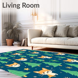 Whimsical Cat and Pine Tree with Twinkling Ornament(Blue)