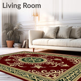Artisan Tapestry Medallion Motif with Interlocking Filigree and Ornament(Red)